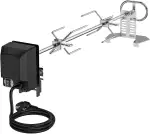 onlyfire Universal Drehspieß Set 73cm für Gasgrill, Edelstahl Rotisserie Grillspieß mit Motor 220-240V, 2X Fleischnadeln, Elektrischer Drehspieß mit 2 Grillmotor Halterung