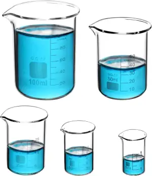 5 Stück Messbecher Klein 5ml+10ml+25ml+50ml+100ml Sets für Labor-Messbecher