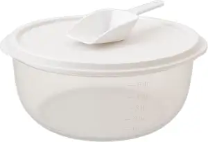 mikken Grosse Hefeteigschüssel 6 Liter mit Plopp-Deckel Rührschüssel Frischhaltedose Salatschüssel, mit Messskala und Mehlschaufel- BPA-frei