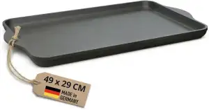 Lieblingspfanne Teppanyaki Grillplatte XXL 43x28 cm - mit Seitengriffen - glatte antihaftbeschichtete Plancha aus Aluminium Guss für alle Herdarten inkl. Induktion und Außengrill