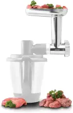 Wundermix - Fleischwolf Aufsatz für WunderCentix® & Thermomix TM6 TM5 • Elektrischer Fleischwolf mit Wurstfüller • Für Spritzgebäck, Burger & Wurst • Edelstahl • Fleischmaschine Küchenzubehör