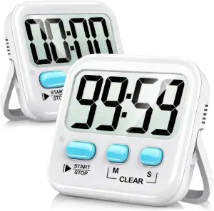 Antonki 2 Stück Timer, Digitaler Küchentimer zum Kochen, Eieruhr, Magnetisch Stoppuhr Timer für Kinder, Lehrer, Klassenzimmer, Übung, Badezimmer, Backofen, Backen-Inklusive Batterie