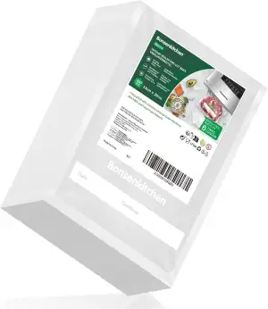 Bonsenkitchen Vakuumierbeutel 15x25cm, 100 Beutel Profi-Folienbeutel für alle Vakuumiergerät, vakuumbeutel für lebensmittel, Sous Vide Gefrierbeutel, Einschweissbeutel, BPA-frei