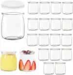 200 ml Durchsichtige Joghurtgläser mit Deckel (20 Stück), Mehrzweck-Nachtischgläser für Marmelade, Honig, Desserts, Kerzen, Spülmaschinen-, Gefrierschrank- & Mikrowellenfest, BPA-Frei