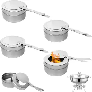 Brennpastenbehälter,Brennpaste für Warmhaltebehälter,mit Bajonettverschluss ,Fondue Brenneraus Edelstahl & Spiritusbrenner für Chafing Dish Brennpaste, Buffet Zubehör, Fondue Outdoor(Silber-4 Stück)