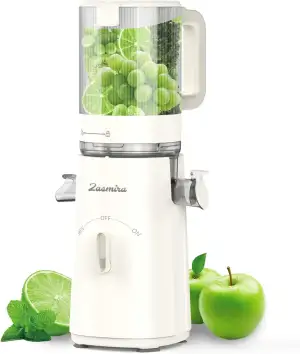Slow Juicer, Zasmira Neueste Entsafter für Gemüse und Obst mit 120 MM Breitem Einfüllschacht, Hohe Saftausbeute für Ganzes Gemüse und Obst, Leicht zu Reinigen, Weiß