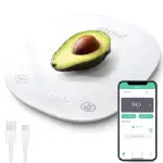 arboleaf Küchenwaage Digital mit App, 10kg/0,5g Küchenwaage Bluetooth mit Kalorienzähler, Nährwertwaage USB aufladbar, grammgenaue Essenwaage mit Sicherheitsglas und Tara Funktion (Weiß)