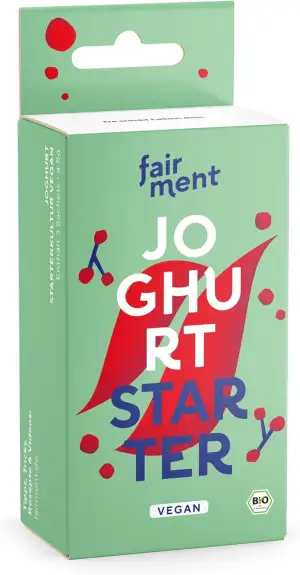 Fairment Bio Joghurtkultur zur Herstellung von veganem Joghurt - Joghurt selber machen - enthält 3 Beutel Joghurtferment für die Herstellung von bis zu 30x 1 Liter Kokosjoghurt, Sojajoghurt