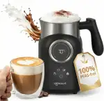 Safecourt Milchaufschäumer Elektrisch Spülmaschinenfest – [Abnehmbarer 400 ml Edelstahlbehälter] – Elektrischer Milchaufschäumer Induktion – [4 Modi & Temperaturdisplay] – Milchaufschäumer - Schwarz