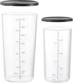 ESGE-Becherset-Glas 7150 bestehend aus zwei Messbechern (400 ml/700 ml) aus Borosilikatglas für extreme Hitzebeständigkeit, Mikrowellen- und Spülmaschinenfest, Deckel aus Silikon