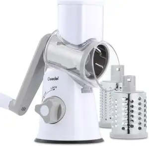Käsereibe, Reibe für Gemüse mit 3 Trommelblättern, Trommelreibe Schnelleres und Einfaches Schneiden, Gemüseschneider Ideal für Käse, Gurken, Karotten, Nüsse usw