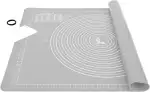 SUPER KITCHEN Rutschfeste Backunterlage Antihafte Backmatte Silikon Groß 71 x 51cm Teigunterlage Ausrollmatte XL Silikonmatte Fondant Pizza Teigmatte mit Teigschneider- Epoxidharz Resin Matte (Grau)