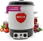 Weck Einkochautomat WAT15 (Finale Serie) Emaille mit Zeitschaltuhr & Präzisionsthermostat – 29L Einkochtopf, Glühweinkocher, Dampfentsafter, Einweckautomat – Edelstahl, Made in Germany