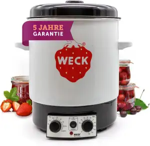 Weck Einkochautomat WAT15 (Finale Serie) Emaille mit Zeitschaltuhr & Präzisionsthermostat – 29L Einkochtopf, Glühweinkocher, Dampfentsafter, Einweckautomat – Edelstahl, Made in Germany