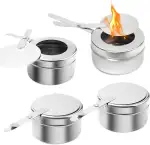4 Stück Edelstahl Spirituskocher mit Deckel, Abnehmbar Brennpastenbehälter, Tragbar Fondue Brennpaste, Brennpaste für Warmhaltebehälter, Spiritusbrenner für Buffet, Hot Pot, Camping, Wandern