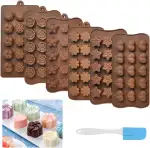 6 Stück Schokoladenform Silikon Pralinenform Set 3D Süßigkeiten Formen Verschiedene Formen Schokoladen Silikonform Antihaft Blumenform Backform für Backen Schokolade Süßigkeiten (Schwarz)