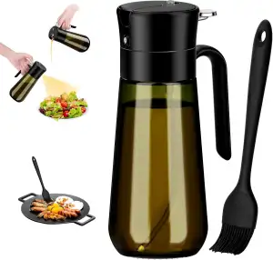 Euqvunn 2-In-1 Ölspender Und Ölsprüher Mit Silikonpinsel, 580ml Lichtgeschützte 