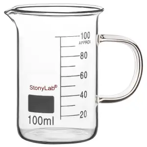 stonylab Glasbecher mit Griff, Borosilikatglas Graduierter niedriger Form Griffin Becher mit Griff und Ausgießer, 100 ml
