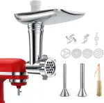 Fleischwolf Aufsatz für KitchenAid Standmixer - Fleischwolf Zubehör mit 4 Mahlscheibe, 2 Wurstfüllhörner, 2 Schleifklingen - Standmixerzubehör Kompatibel mit KitchenAid von MMOBIEL