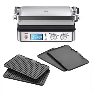 Braun MultiGrill 9 CG9043, 3-in-1 Kontaktgrill, BBQ & Ofen, große Grillfläche (16 Burger), 2000W, 250°, spülmaschinengeeignet (Plancha, & Grill), Fettauffangschale, Elektrogrill Indoor