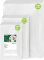 Bonsenkitchen Vakuumierbeutel 150 Beutel - 15x25 cm (50)+20x30 cm (50)+ 28x40 cm (50), für jede Größe Profi-Folienbeutel für alle Vakuumiergerät, vakuumbeutel für lebensmittel, BPA-frei, VB3215