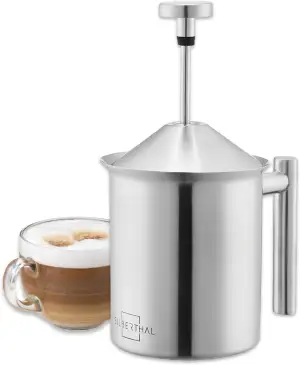 SILBERTHAL Milchaufschäumer Manuell Edelstahl - 400ml - Perfekter Milchschaum da