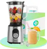 ideoon Edelstahl Power Standmixer mit 1,5 l Glasbehälter, Küchenmixer, 1.000 W für Shakes, Smoothies, Saucen oder Zerkleinerung von Obst und Gemüse