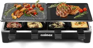 CUSIMAX Raclette Grill mit Reversible Grillpfanne & Natürlichem Grillstein, Racl
