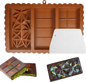 3-in-1 Silikon Schokoladenform, Tief Schokoladentafel-Form, Ultratiefe Schokoladenform (1 Stück)