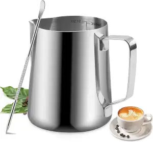 Milchaufschäumkrug, 12 oz/350ml Milchaufschäumer Krug Edelstahl Krug Dampfkanne,