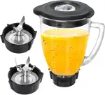 Ersatzteile für mischer Kompatibel mit Osterr Blender 6 Cup 1.25 Liter, Vaso De Licuadora Osterr 48 Ounce 12 Speed Round Glass Jar mit Ice Blade, Bottom Cap Base, Complete 8 - Piece Blender Kit