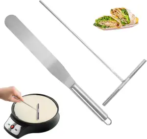 2 Stück Crepes Verteiler Spatel, Edelstahl Teigverteiler Crepe Spatel, Crepes Ve