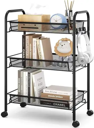 Urackify 3-stöckiger Rollwagen, Multifunktionaler mobiler Küchenwagen für Bad, K