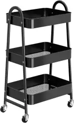 3-stöckiger Metallrollwagen, Schwarz