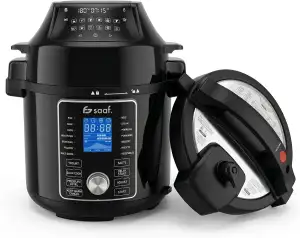 Saaf Multicooker mit Airfryer – 15-Teiliges Set – 24 Programme – Slowcooker, Reiskocher, Dampfgarer & Schnellkochtopf, Schongarer – 6L – Inklusive Korb, Kochtopf & Kochbuch – Digitales Display
