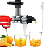 Entsafter Aufsatz für KitchenAid Standmixer von MMOBIEL – Slow Juicer Kaltentsafter & Frucht- und Gemüsesiebe – Inklusive Lebensmittelstopfer & Reinigungsbürste
