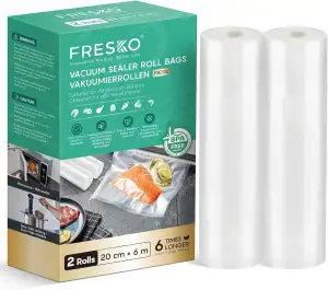 FRESKO Vakuumrollen 2 Rollen 20 x 600cm, Professionelle Vakuumierbeutel Folienbe