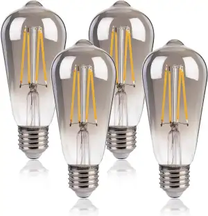 FLSNT Dimmbar Glühbirne E27 1800K Warmweiss, 4W(Ersetzt 25W), ST58 LED Filament Leuchtmittel E27, 100LM Edison Vintage Glühbirne, Rauchgraues Glas, 4 Stück