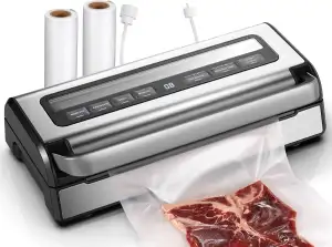 Vakuumiergerät 95 kPa,9-in-1 Lebensmittel-Vakuumierer mit einstellbarem Zeit- & 