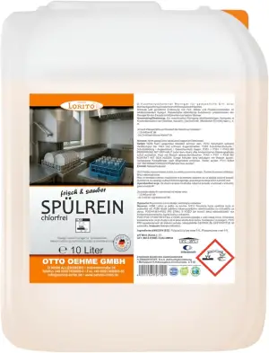 Lorito frisch & sauber Spülrein Spülmaschinenreiniger flüssig 10L - Kraftvoller Geschirrspülreiniger für gewerbliche Geschirrspülmaschinen, Schnelltrocknend & pflegend