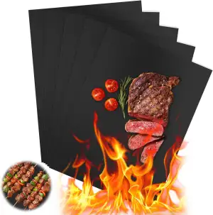 BBQ Grillmatte, 5er Set 40x30cm BBQ Grillmatte, Antihaft Grillmatten, Wiederverwendbar Grillmatte...