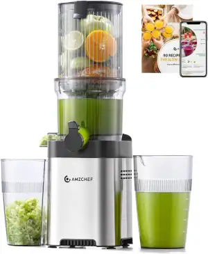AMZCHEF Entsafter - Slow Juicer mit 120MM Breite und Größere Fütterungsröhre für
