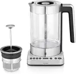 WMF Lono 2 in 1 Vario Wasserkocher mit Temperatureinstellung, 1,4-1,7 l, Teekocher, 3000 W, Wasserkocher Glas mit Teesieb, Warmhaltefunktion