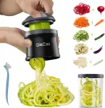 Spiralschneider Gemüse mit Behälter- 4 in 1 zucchini spiralschneider Gemüseschneider Spaghetti Gemüsehobel für Gemüsespaghetti,Zucchini,Möhren,Zwiebeln,Karotten, Kartoffeln