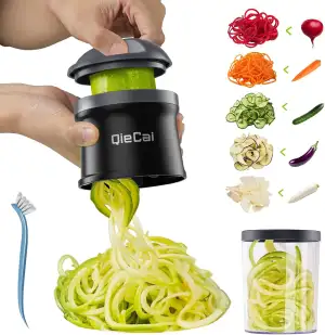 Spiralschneider Gemüse mit Behälter- 4 in 1 zucchini spiralschneider Gemüseschneider Spaghetti Gemüsehobel für Gemüsespaghetti,Zucchini,Möhren,Zwiebeln,Karotten, Kartoffeln