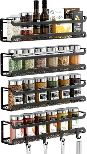 Gewürzregal-Organizer 4 Stück, Wandmontierter Selbstklebender Gewürzhalter für d