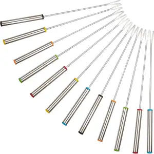 Fousenuk 12 Stück Fonduegabeln, Käsefondue Gabeln, Schokoladentauchgabel, Fondue