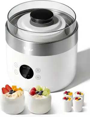 Bear Joghurtbereiter Joghurt- und Frischkäsebereiter, inkl. 4 Keramik Portionsbe