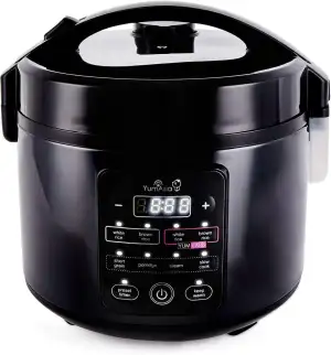 Yum Asia Kumo YumCarb Reiskocher mit Keramikschale und fortschrittlicher Fuzzy-Logik (5,5 Tassen, 1 Liter), 5 Reiskochfunktionen, 3 Multicooker-Funktionen, 220-240V EU (Dunkler Edelstahl)