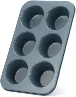 Monfish Muffinform für 6 Jumbo-Tassen, Karbonstahl, Haze Blue, Antihaftbeschichtung, Muffin-, Cupcake-Form, 8,9 cm, Roy Blue